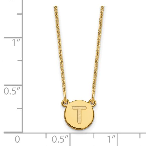 Kazi Luxury 14k Yellow Gold Tiny Circle Block Letter T Initial Necklace - Picture 2 of 2